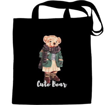 Еко-Сумка для шопінгу Cute bear, милый и красивый мишка Чорний