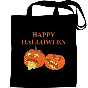 Еко-Сумка для шопінгу Halloween, pumpkin, happy halloween Чорний