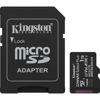 Карта памяти Kingston microSDXC Canvas Select Plus 1TB Class 10 UHS-I U3 V30 А1 + SD адаптер (SDCS3/1TB) [145075]