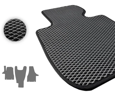 Eva килимки Pro-Eco Black для Volkswagen Transporter / Caravelle / Multivan (T5-T6)(1 ряд - 1+1)(4 кліпси)(1 ряд) 2003-2024 (PE 6090669)