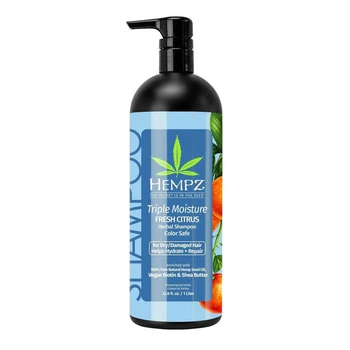 Шампунь для інтенсивного зволоження та відновлення сухого волосся Triple Moisture Fresh Citrus Herbal Shampoo Hempz 1000 мл