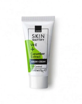 Крем-сыворотка для лица Avon Skin Mattify E+ Cucumber Extract Serum + Cream Oil Control с витамином E и экстрактом огурца Матовый эффект 10 мл