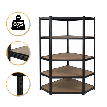 Кутовий стелаж LEOBRO Premium Black 180 х 90 х 40 см, 175кг/полиця, 5 полиць (LB-R124)
