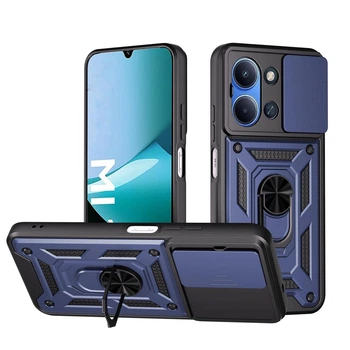 Чохол Hide Shield для Xiaomi Poco C85 4G EU 173 mm / 25078PC3EE протиударний бампер з підставкою кільцем Blue
