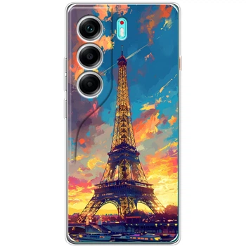 Силиконовый Чехол с Картинкой для Tecno Camon 40 Принт (Париж, Эйфелева Башня) (69724-ysm038)