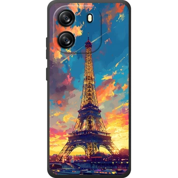 Силиконовый Чехол с Картинкой для Blackview Oscal Flat 1C Принт (Париж, Эйфелева Башня) (70026-ysm038)