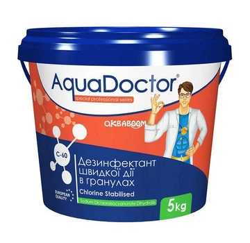 Дезинфектант на основе хлора быстрого действия хлор шок гранулы AquaDoctor C-60 (5 кг)