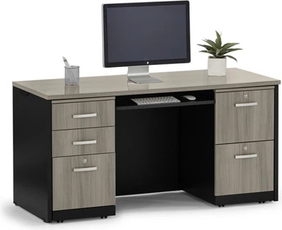 Компактный рабочий стол Credenza Via Double Pedestal