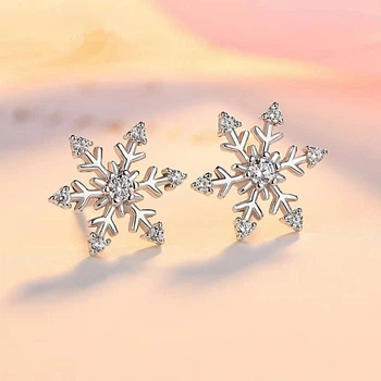 Женские серьги со снежинками из циркона Sweet Elegance, цвет серебро