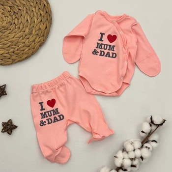 Комплект боди с ползунками для новорожденной девочки ткань интерлок I love my dad розовый 62 см