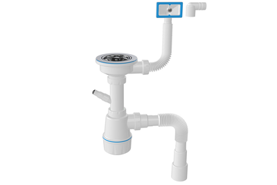 Сифон для мойки Nova 1047N выпуск 3 ½'' с прямоугольным переливом ЕВРОСИФОН