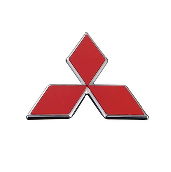 Емблема Mitsubishi червона+хром 65х55мм пластик (на скотчі) OEM MB882860