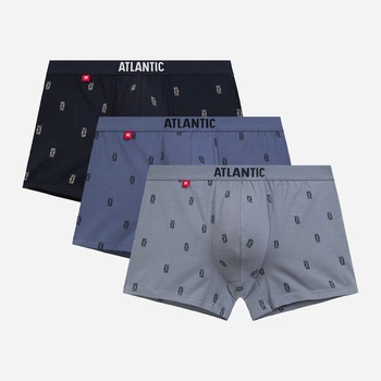 Набір трусів-боксерів чоловічих бавовняних Atlantic 3MH-227 DEN/GRA/SZAC L 3 шт Сірий/Синій/Чорний (5907086023747)