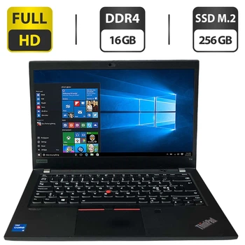 Ультрабук Lenovo ThinkPad T14 Gen 2 / 14" (1920x1080) IPS / Intel Core i5-1135G7 (4 (8) ядра по 4.2 GHz) / 16 GB DDR4 / 256 GB SSD M.2 / Intel Iris Xe Graphics / WebCam б/у