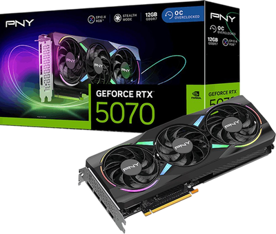 Видеокарта GeForce RTX 5070 12GB PNY ARGB Epic-X OC Triple Fan (VCG507012TFXXPB1-O)