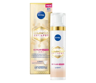 Тонувальний флюїд NIVEA Luminous630 3 в 1 Світлий 01 light SPF 30 40 мл (9005800379654)