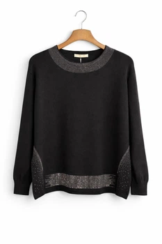 Светр жіночій з камінчиками 2XL/3XL чорний (00997)