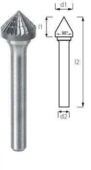 Борфреза конусна 90° PROFITOOL - 12х6, 3х55x6 мм (K12066-6)