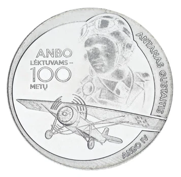 Монета Литва 1,5 евро 2025 UNC Авиация Самолет ANBO