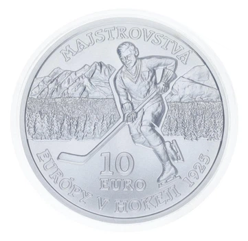 Монета Словакия 10 евро 2025 Серебро UNC 100 лет Чемпионату Европы по хоккею в Словакии (Ag 900, 18 грамм)