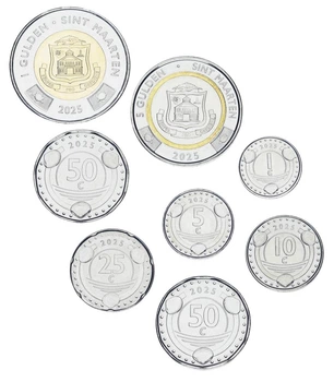Набор монет Синт-Мартен набор из 8 монет 2025 UNC 1, 5, 10, 25, 50, 50 центов, 1, 5 гульденов