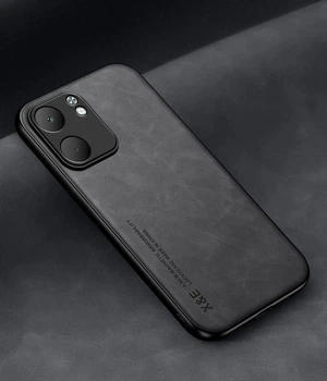 Кожаный чехол XnE OPPO A5x с металлической вставкой Black (43385-2B)