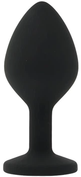 Премиальная анальная пробка из силикона Toosh Black с кристаллом Размер Medium (N12812)