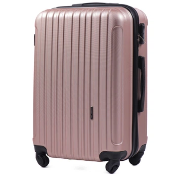 Дорожня пластикова валіза Wings 2011 Flamingo середня (M) + розширення 5 см, на 4 колесах 64х43х26+5 см рожеве золото