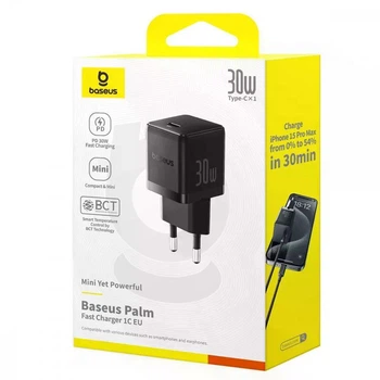 Блок заряджання 30w Baseus Palm Fast Charger Type-C (black)