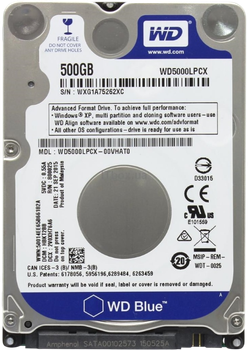 Жесткий диск 2.5" WD Blue 500GB (WD5000LPCX)