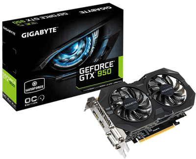 Видеокарта GeForce GTX 950 2GB Gigabyte Windforce OC (GV-N950WF2OC-2GD) Б/У