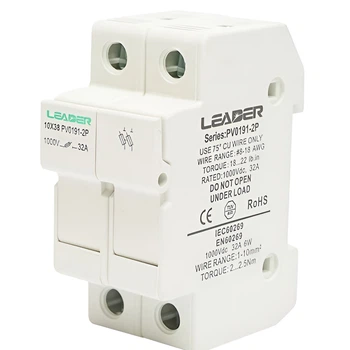Держатель предохранителя Leader DC2Р 10x38мм 32А/1000В (PV0191-2P)