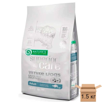 Nature's Protection Superior Care Білі шкарпетки Grain Free White Fish Adult Small and Mini Breeds беззерновий корм для дорослих собак малих порід з білою вовною з білою рибою - 1.5 кг NPSC45667