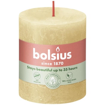 Свеча Рустик Bolsius SHINE столбик 8х6.8см светло-желтая (BOL-780314)