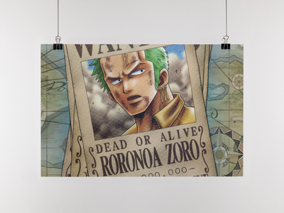 Плакат-постер с принтом Кавун One Piece Ван-Пис Розыскная листовка Roronoa Zoro Ророноа Зоро ПЛ000679(А0)