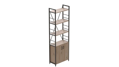 Этажерка 4/60 Ferrum-decor Серии Конект с тумбой 179x60x28 Черный ДСП Дуб Сан-Марино (FD1064)