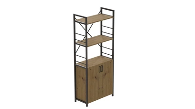 Этажерка 3/60 Ferrum-decor Серии Конект с тумбой 144x60x28 Черный ДСП Дуб Артизан (FD1026)