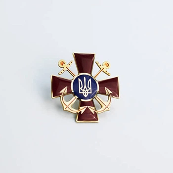 Значок Dobroznak Эмблема Военно-морских сил Украины 30х30 мм (6178)