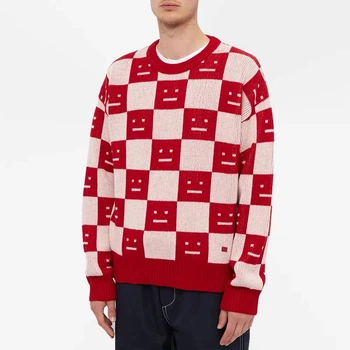 Свитер No Brand Face Maglia jacquard wool sweater Red/White S