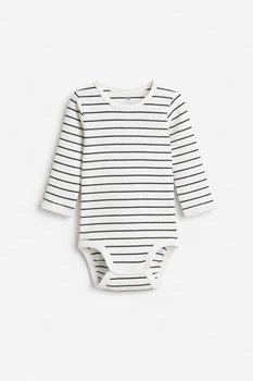 Боді H&M 993598 74см білий сині смужки