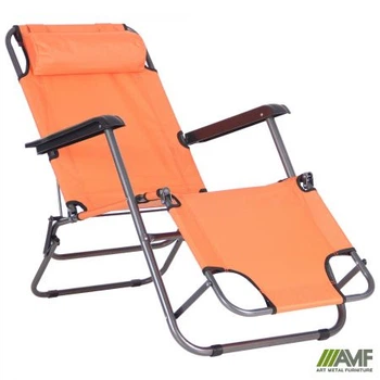Шезлонг складной Art Metal Furniture Круиз черный/оранж (545752)