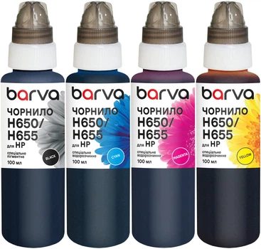 Комплект чернил Barva для HP 122/178/650/655 Special Pigmented/Water Soluble 4x100 мл BK/C/M/Y (H655-100-MP)