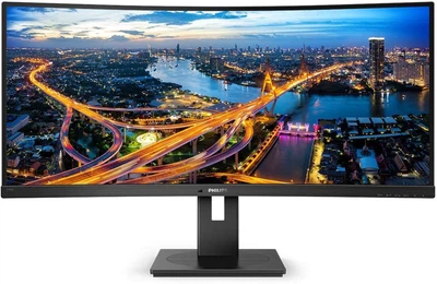 TFT 34' Philips 346B1C, VA, 3440 x 1440, USB-C, HDMI, DP, RJ45, колонки, чорний