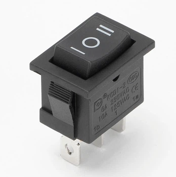 Сетевой выключатель 3-позиционный KCD1 3pin 6А 250V Черный 15х21мм