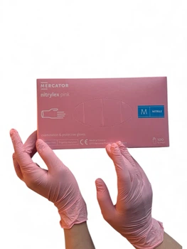 Перчатки нитриловые нестерильные неопудренные Nitrylex Pink M 100 шт розовые