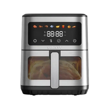 Багатофункціональна мультипіч аерофритюрниця 8.5л Sokany SK 10107 2000W Аерогриль безмасляна для приготування без олії з сенсорним керуванням Сріблястий з чорним