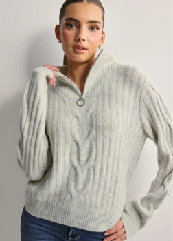 Свитер женский Oversize меланж на молнии JDY Серый 20094 S (укр 42-44)