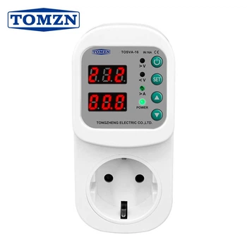 Захисне реле контролю перепадів напруги в розетку 16A 220V TOMZN TOSVA-16 реле контролю напруги, відсікач напруги