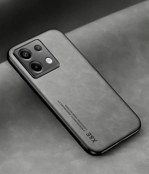 Кожаный чехол XnE Xiaomi Redmi Note 13 Pro с металлической вставкой Grey (39654-33)