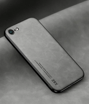 Кожаный чехол XnE iPhone SE 2 с металлической вставкой Grey (34643-33)